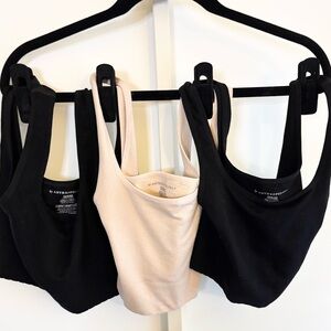 Anthropologie Bralette 3pc Set 2 Black & 1 Nude XXS/XS